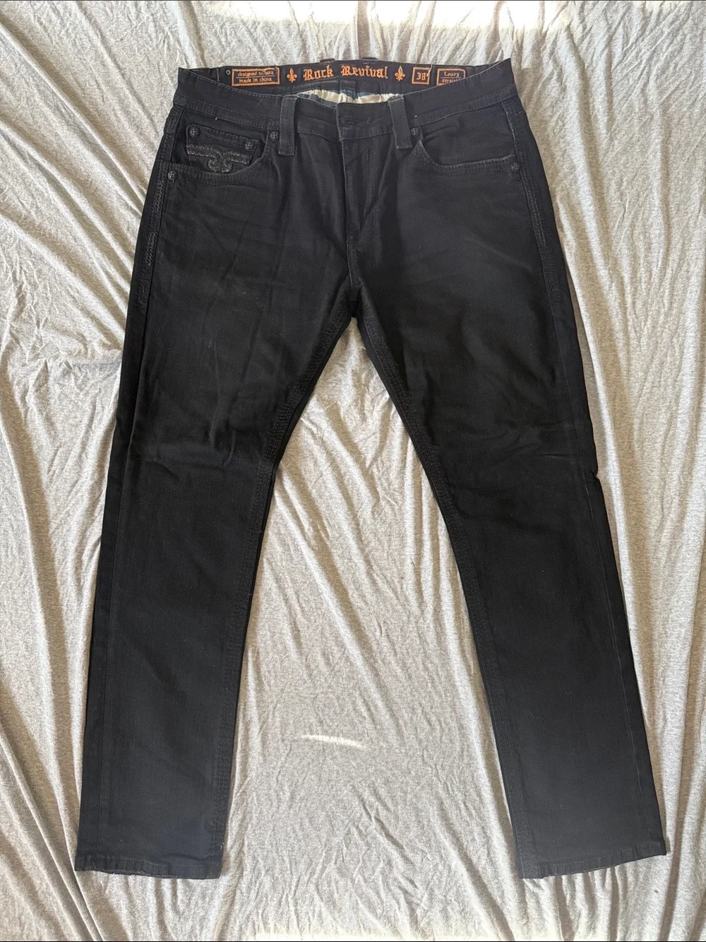 Rock Revival Men's Slim Straight Black Jeans
